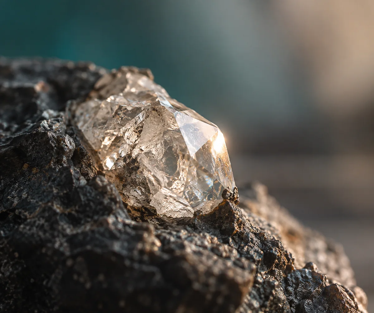 Ein ungeschliffener Diamant im Licht